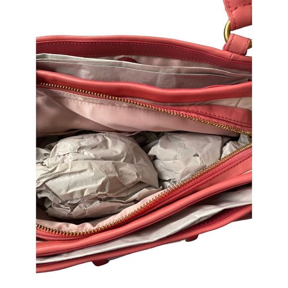 New in box, coach, cricket, leather, white, and coral satchel bag ￼A099813601 - Picture 6 of 14